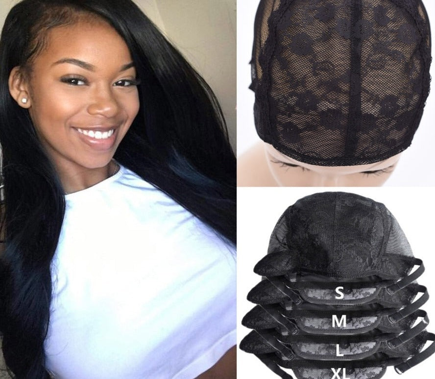 4*4 U Part Wig Caps With Lace Net For Making Wigs With Adjustable Straps  Glueless Weaving Caps Mesh Wig Cap