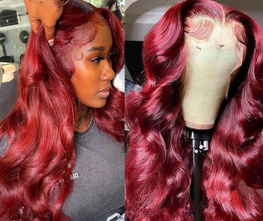 Body Wave Wig Burgundy Lace Front Wig 13x4 13x6 Hd Lace Frontal